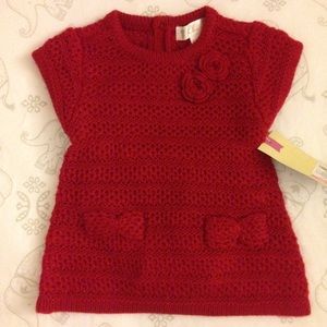 NWT Cherokee Newborn Red Knit Dress